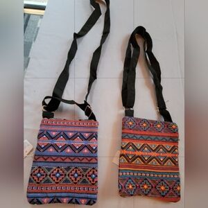 Geometric Patterned Crossbody Bags - Black and Multicolor